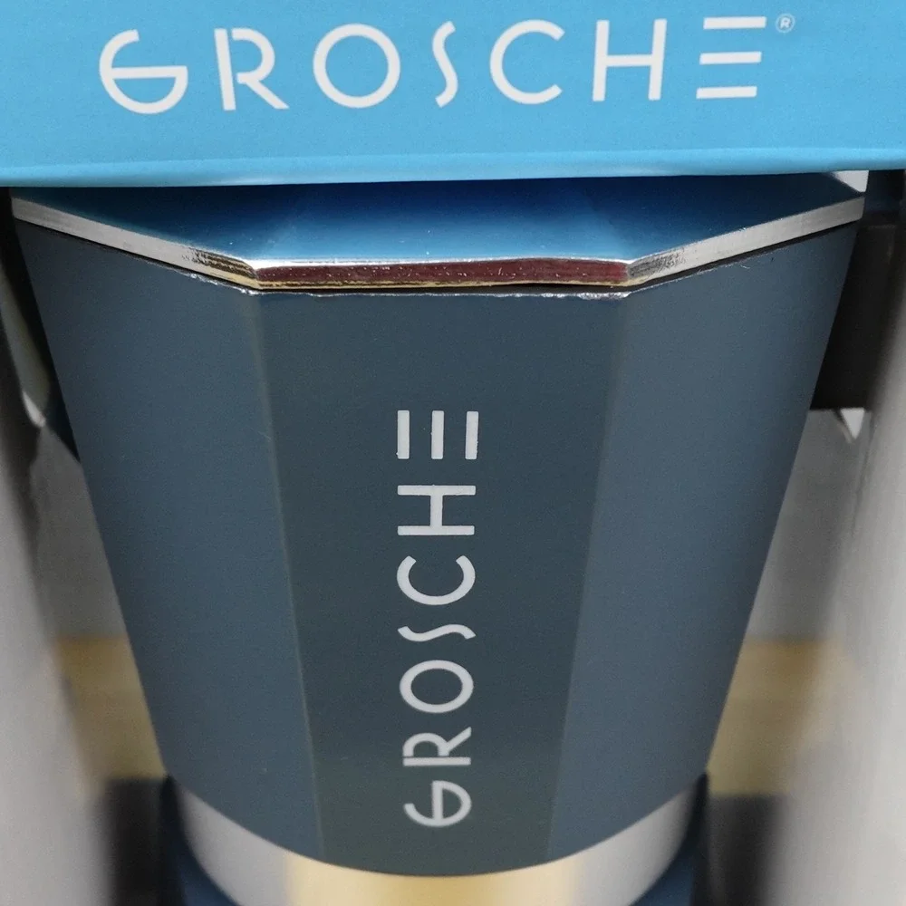 GROSCHE Milano Stovetop Espresso Maker Pot 9 Cups 450ml Blue Used Once